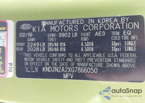 2016 Kia Soul from USA, damaged, VIN KNDJN2A2XG7866050
